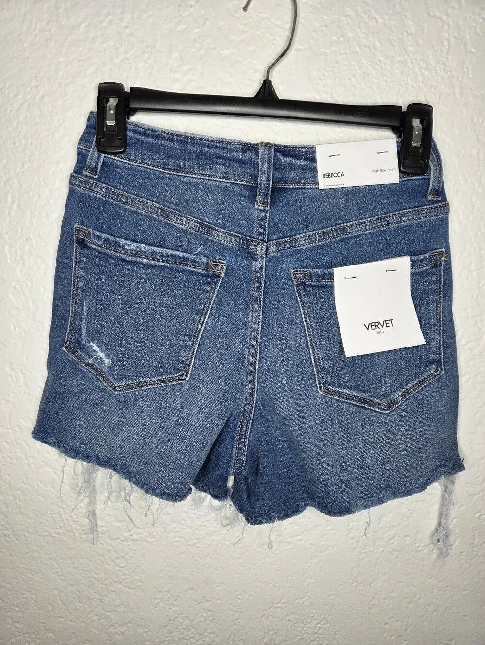 Vervet by Flying Monkey Rebecca High Rise Distressed Stretch Denim Shorts Sz XS